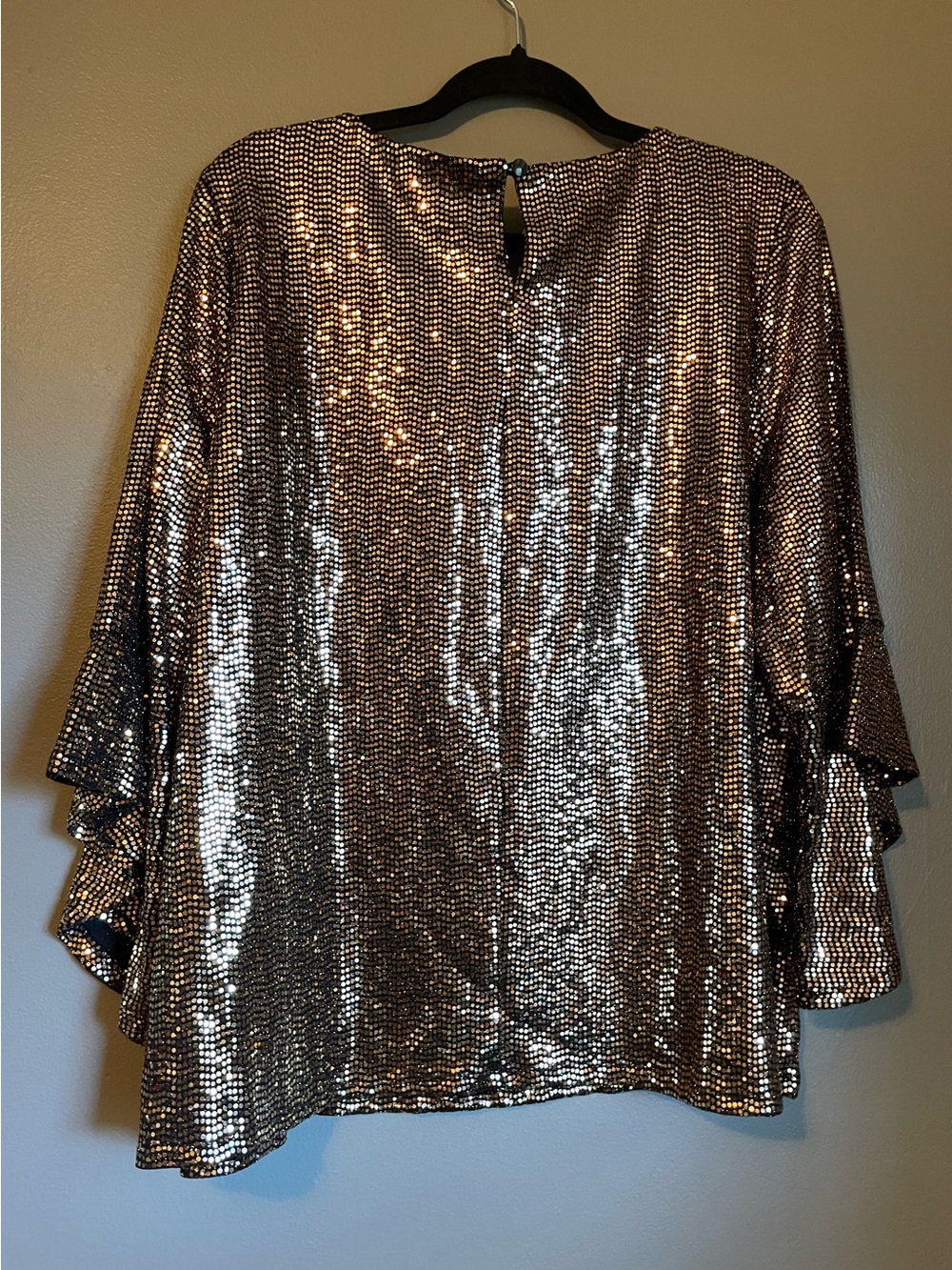 NWT Kasper Sz 2X Women’s Plus Size Mirror-Dot Metallic Bell-Sleeve Top Ret $89! - Picture 10 of 11